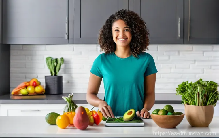 유전자 검사를 통한 건강 리포트 해석 방법 - **Prompt 1: Personalized Nutrition Journey**
"A vibrant, medium shot of a cheerful young woman i...
