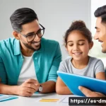 Home 21 유전자 검사를 통한 유전병 예방 전략 - A modern genetic counseling clinic setting with a diverse Hispanic family of four, parents and two c...