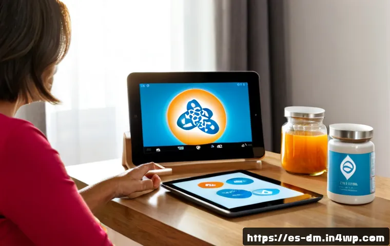 Home 17 유전자 분석을 통한 소비자 맞춤형 건강 상품 추천 - Photorealistic Spanish-speaking middle-aged woman at a bright modern home desk, reviewing a personal...